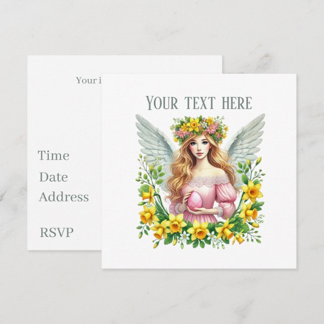 Convite Janto de festas de anjo do Felz pascoa bonito (Frente/Verso)