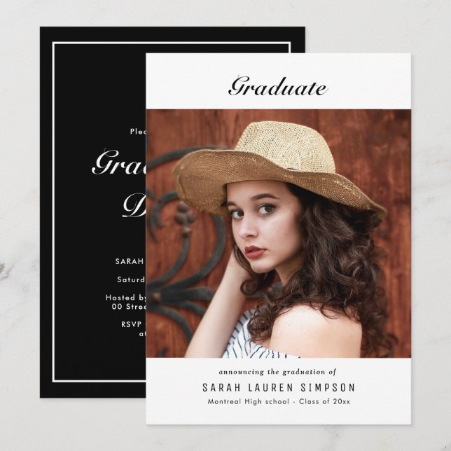 Convite janto de formatura de fotos simples e elegante (Frente/Verso)