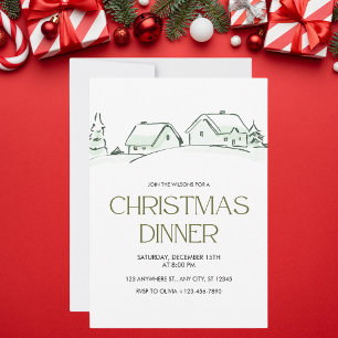 Convite Janto de Natal Simples Branco e Verde