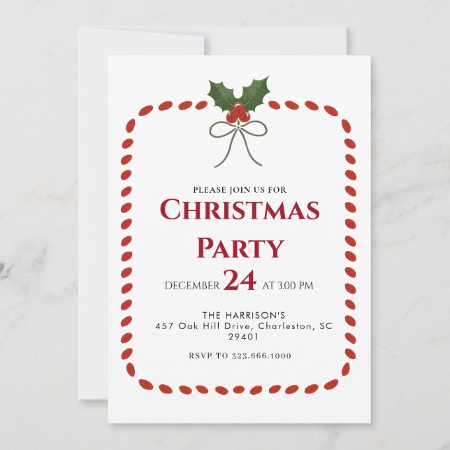 Convite Janto de Natal sobre Férias em Quadro Verde (Frente)