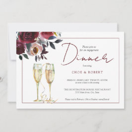 Convite Janto de Noivado Floral Watercolor Burgundy