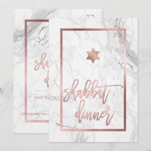 Convite Janto de Shabbat PixDezines/Marble/Rosa Dourado