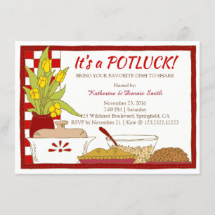 Convite Janto do Partido Potluck ou Aniversário do almoç