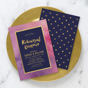 Convite Janto Dourado de ensaio com Aquarela Rosa Púrpura
