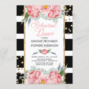 Convite Janto Dourado de Ensaio de Confetti Rosa