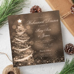 Convite Janto Dourado de ensaio de Natal Elegante<br><div class="desc">Produtos correspondentes disponíveis! Design de casamento elegante "Janto de ensaio" com motif Dourado de Árvore de Natal espumante,  nomes personalizados e texto de data. Imprima sua família e amigos com este na moda e design moderno. Totalmente personalizável!</div>