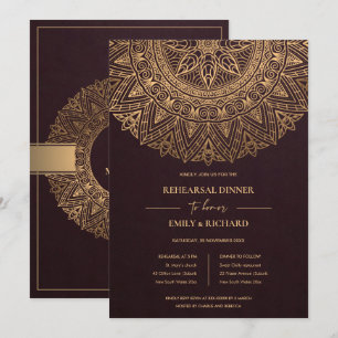 CONVITE JANTO DOURADO DO ORNAMENTADO MANDALA REHEARSAL