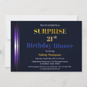 Convite Janto Dourado e Purple Surprise aniversário de 21