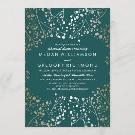 Convite Janto Dourado e Teal Baby's Breath