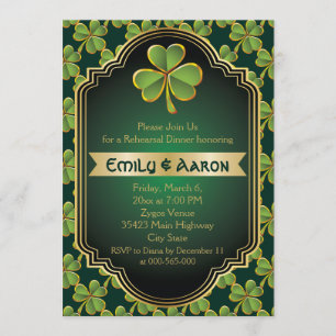 Convite janto Dourado e verde do ensaio de casamento do tr