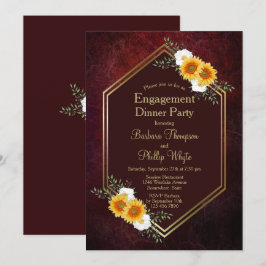 Convite Janto Dourado Floral Rustic Burgundy