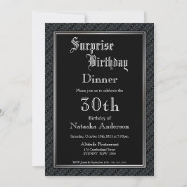 Convite Janto Elegante Black Surprise aniversário de 30 an