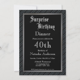 Convite Janto Elegante Black Surprise aniversário de 40 an