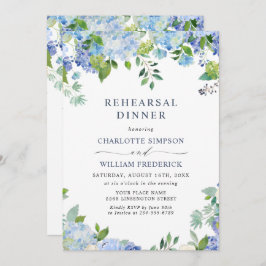 Convite Janto Elegante Blue Hydrangea Floral REHEARSAL