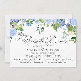 Convite Janto Elegante Blue Hydrangea Watercolor REHEARSAL