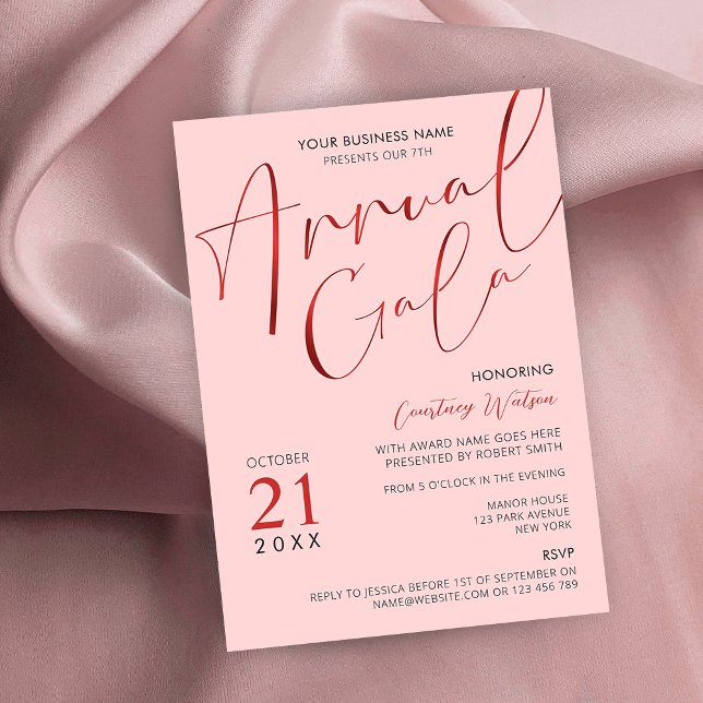 Convite Janto Elegante Blush Pink e Red Corporate Gala (Criador carregado)