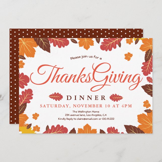 Convite Janto Elegante de Ação de Graças (Frente/Verso)