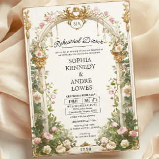 Convite Janto Elegante de Ensaios Florais e Dourados de Ar