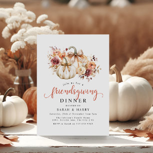 Convite Janto Elegante Florals & Pumpkins de Amizade