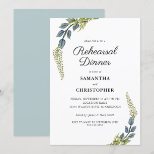 Convite Janto Elegante Greenery Teal e Verde