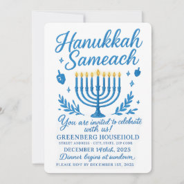 Convite Janto Elegante Hanukkah Sameach