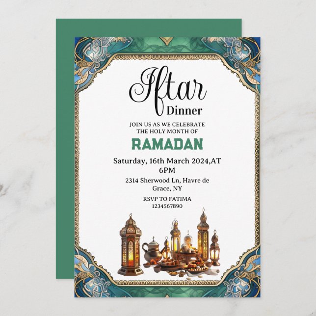 Convite Janto Elegante Iftar Ramadan 2025 (Frente/Verso)
