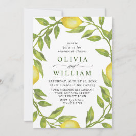 Convite Janto Elegante Lemon Watercolor Greenery REHEARSAL
