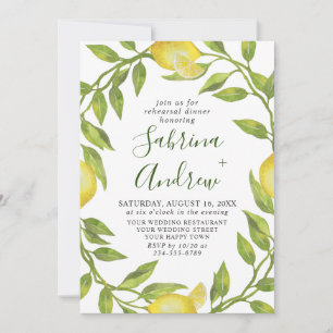 Convite Janto Elegante Lemon Watercolor Greenery REHEARSAL