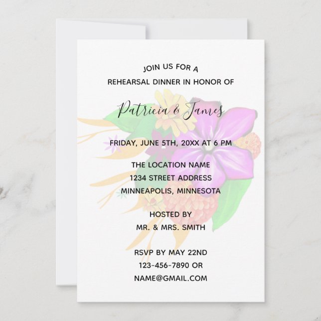 Convite Janto Elegante, Mágico e de Ensaio Floral Negrito (Frente)