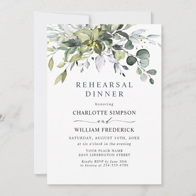 Convite Janto Eucalyptus REHEARSAL Simplesmente Elegante (Frente)