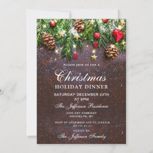 Convite JANTO Feriado de Natal de Pine Cone Rustic