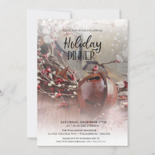 Convite Janto Feriado Rusty Bells Holly Berries