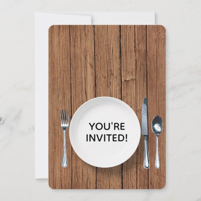 Convite Janto Festa Convidar Sobre Madeira De Carvalho (Frente)