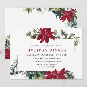 Convite Janto Festivo Red Poinsettia de Natal HOLIDAY
