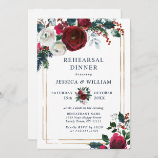 Convite Janto Foliage REHEARSAL Rosas de inverno da Burgun