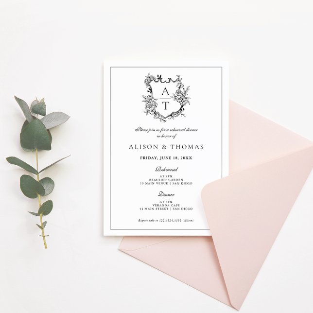 Convite Janto Formal de Ensaio Preto e Branco (Criador carregado)