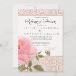 Convite Janto Formal de Peony Rosa-Rosa Floral Clássica
