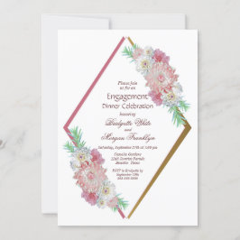 Convite Janto Geométrico Floral Rosa