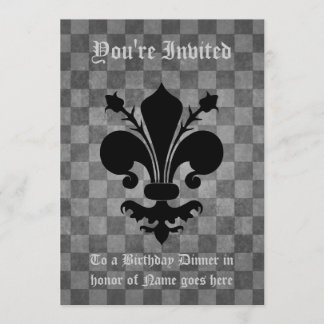 Convite Janto Gothic punk black fleur de lis Birthday