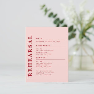 Convite Janto mínimo moderno de ensaio vermelho-rosa elega