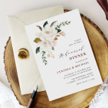 Convite janto moderno de ensaio magnolia burgundy<br><div class="desc">Um design de tema da burgundy floral magnolia com aquarela com letras de caligrafia elegantes. O texto preto e outros recursos deste modelo de convite de casamento podem ser personalizados.</div>
