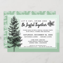 Convite Janto/Partido de Natal Rustic Pine Tree