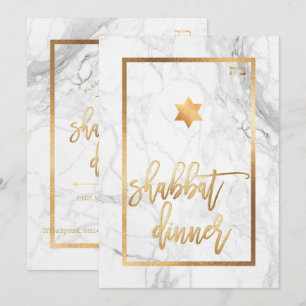 Convite Janto PixDezines Shabbat/Marble/Faux Dourado
