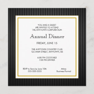 Convite Janto profissional de negócios preto e Dourado