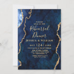 Convite Janto REHEARSAL de Agato Azul Dourado Moderno<br><div class="desc">Convite para JANTO REHEARSAL Dourado moderno de agato de mármore azul.</div>
