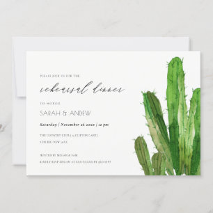 CONVITE JANTO REHEARSAL DE FOLIAGE WATERCOLOR DE CACTUS DE