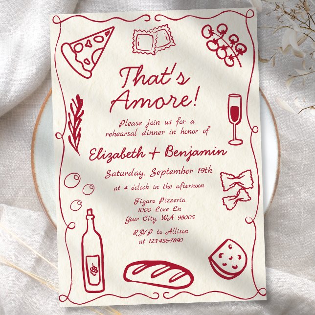 Convite Janto Retrorítico Italiano com Vinho Desenhado Mão (Criador carregado)