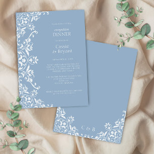 Convite Janto Romântico de Recepções de casamento Azul e B