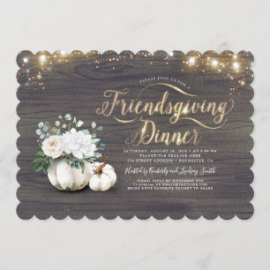 Convite Janto Russo de Amizade de Pumpkin Floral Branco