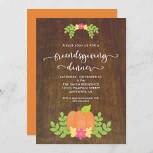Convite Janto Rustic Amizade Pumpkin e Greenery